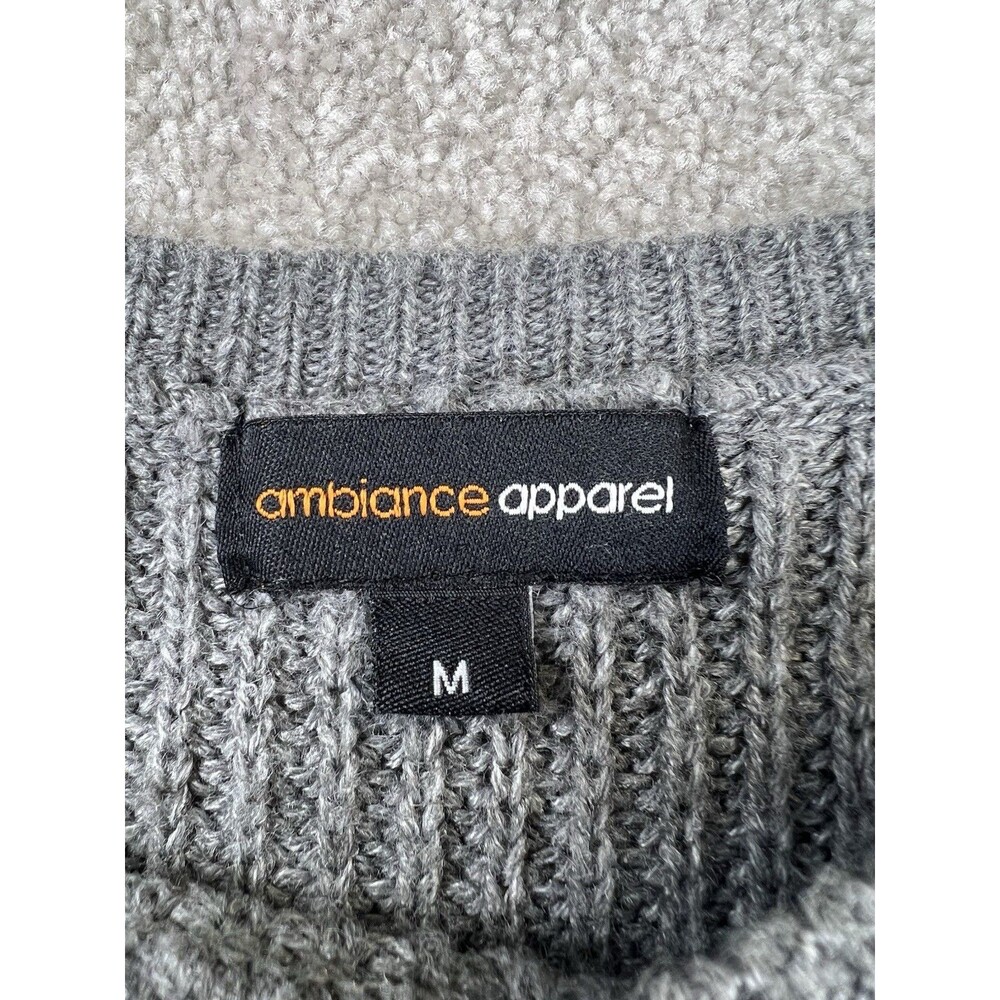 Ambiance Apparel top womens size medium long sleeve knit Gray Tie - Picture 2 of 5